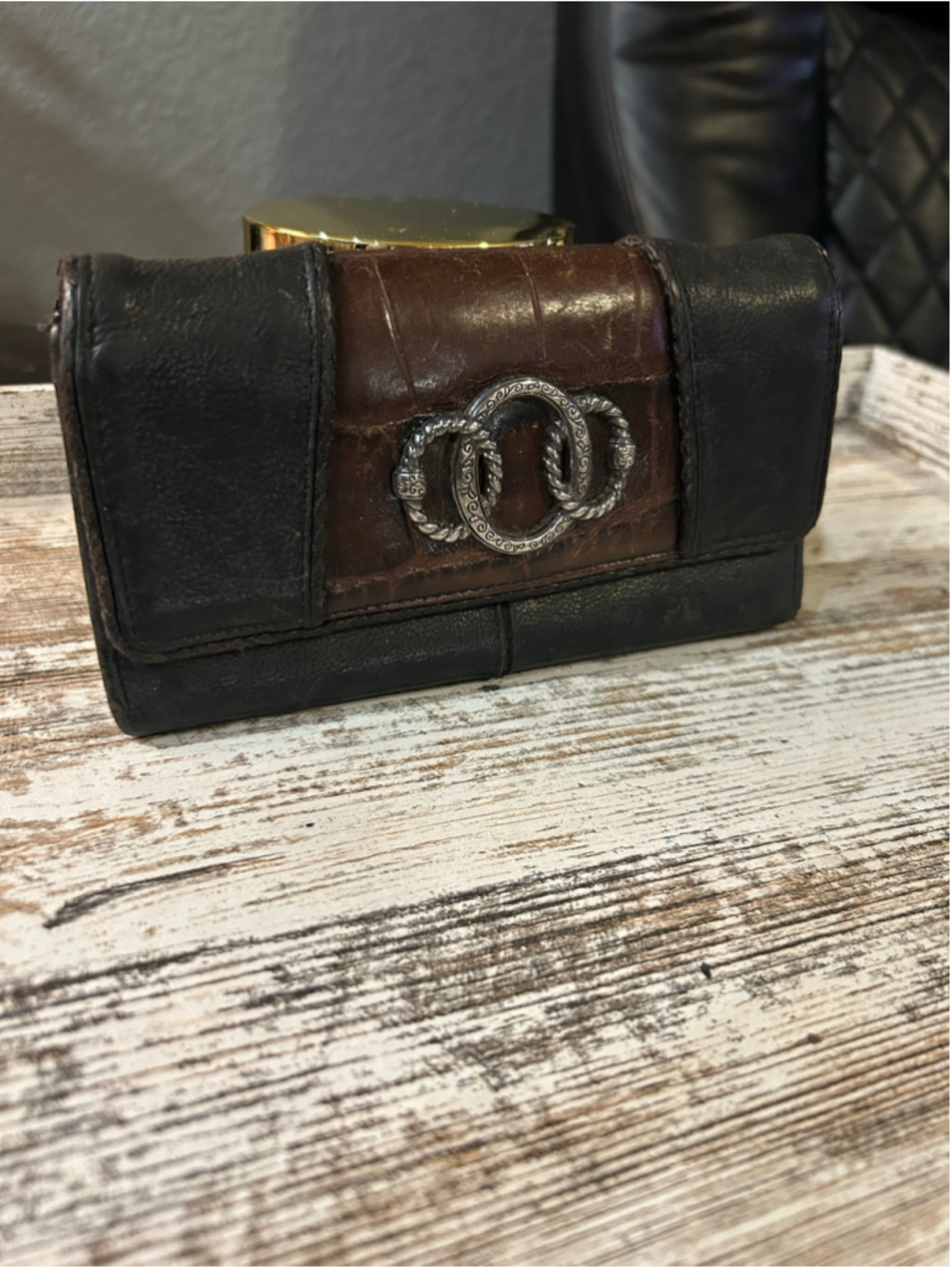 Brighton Leather Wallet/crossbody One Size Black Brown